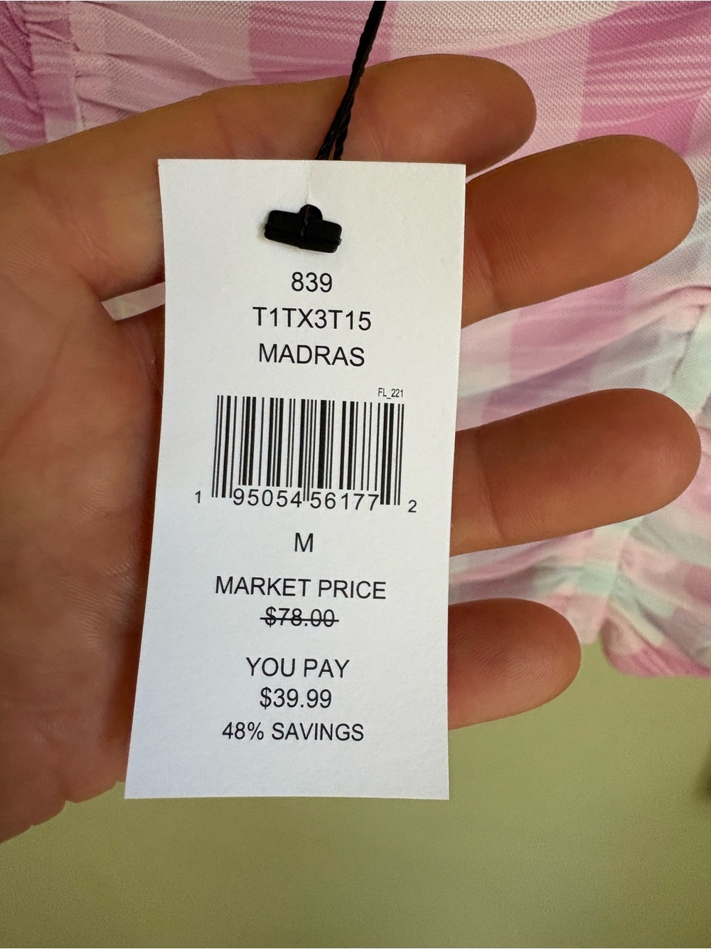 NWT BCBG Generation Mesh Gingham Top in Madras Plaid. Pastel pinks/blues. Size M - Picture 5 of 16